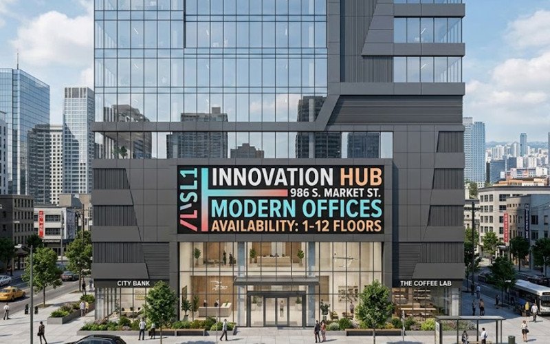 Modern Commercial Building 3D Elevation